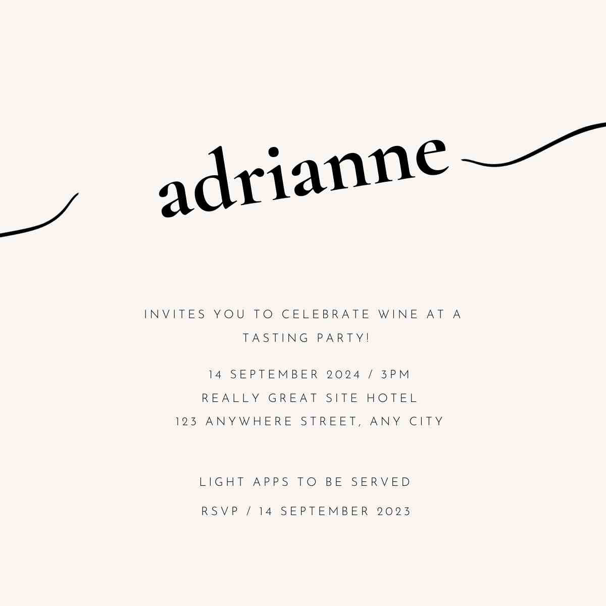 Customizable Wine Tasting Invitation Template - Simple & Clean