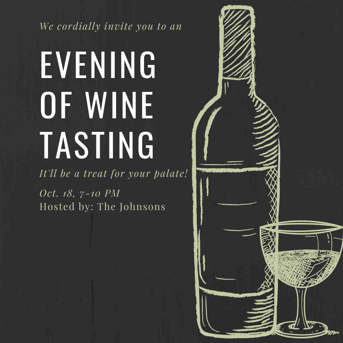 Customizable Wine Tasting Invitation Template - Dark