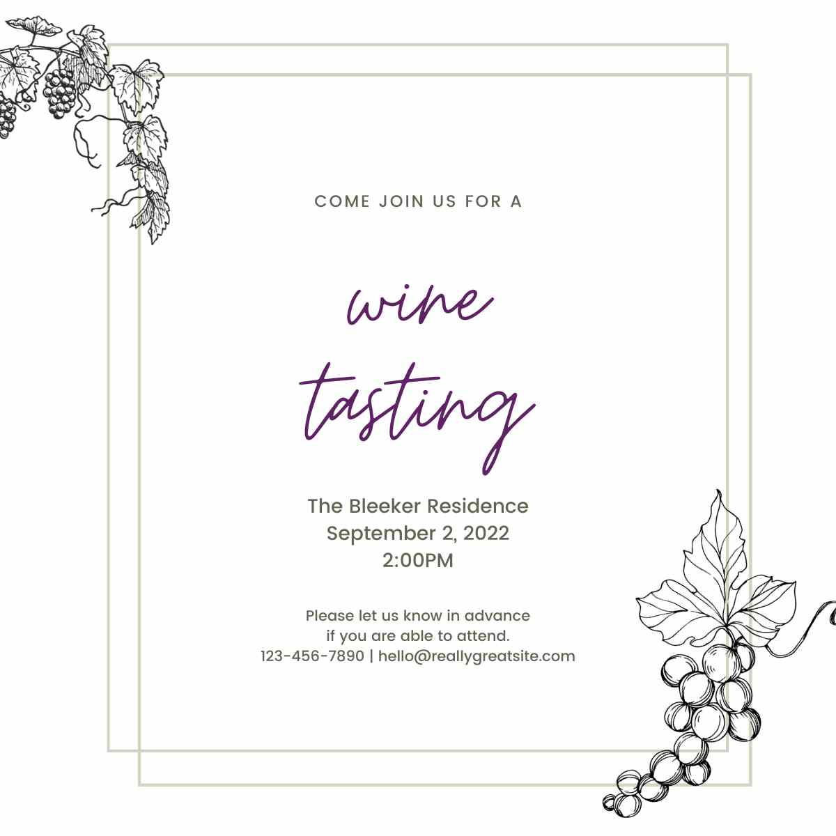 Customizable Wine Tasting Invitation Template - Elegant